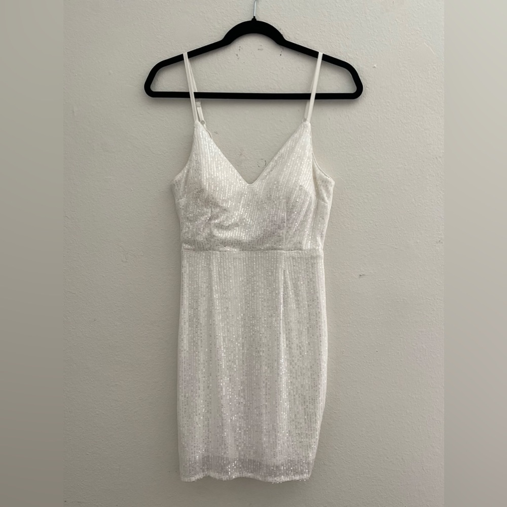 LULUs white sequin mini dress